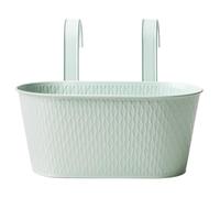 FabFinds Sage Green Over Fence Diamond Planter 26.5cm Metal Balcony Railing Plant Pot For Garden Fence Patio Herbs Flowers And Outdoor Displays (2)