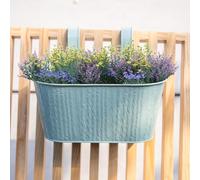 FabFinds Sage Green Textured Metal Over Fence Planter 26.5cm (2)