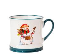 FabFinds Snowman Ceramic Mug 340ml Cute Holiday Coffee & Tea Cup with Christmas Print, Glazed Winter Drinkware Gift for Hot Chocolate, Cocoa or Seasonal Gifting Assorted Designs (Antler Snowman Fun)