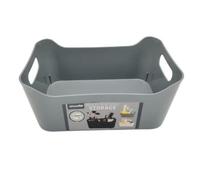 FabFinds Solid Storage Baskets Small Multipurpose Storage Box with Handles (1X(W16.5cmXL24cmXH10cm), Grey)