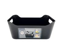 FabFinds Solid Storage Baskets Small Multipurpose Storage Box with Handles (3X(W16.5cmXL24cmXH10cm), Black)