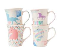 FABFINDS Unicorn Mug for Kids & Teens 350ml Cute Pastel Bone China Coffee Cup with Rainbow & Slogan Print (H 10.5cm x W 9cm) Assorted Designs Gift for Girls (Pink)