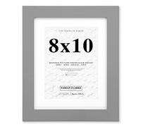 Fabian Clarke London® 10x8 Grey Picture Frame with White 8x6 Mount, Fits Poster, Photo, Print, or Certificate with Safety Glass Hang on Wall in Portrait or Landscape Includes Backstand