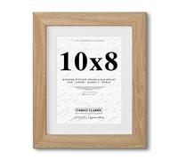 Fabian Clarke London® 10x8 Modern Oak Wooden Picture Photo Frame with White 8x6 Mount to Hang Portrait or Landscape