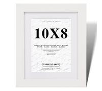 Fabian Clarke London® 10x8 Modern White Wooden Picture Photo Frame with White 8x6 Mount to Hang Portrait or Landscape