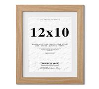 Fabian Clarke London® 12x10 Modern Oak Wooden Picture Photo Frame with White 10x8 Mount to Hang Portrait or Landscape