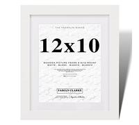 Fabian Clarke London® 12X10 Picture Frame Wooden White with White 10x8 Mount to Hang Portrait or Landscape