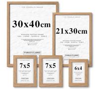 Fabian Clarke London® 5 Pack Modern Oak Wooden Picture Photo Frame Kit Set