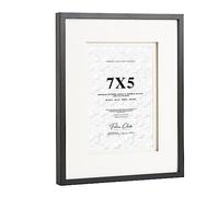 Fabian Clarke London® 8x6 Black Wooden Picture Photo Frame with Off White Double Mount to Hang Portrait or Landscape For 8x6 Photo
