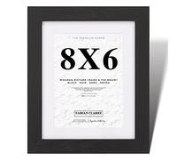 Fabian Clarke London® 8x6 Modern Black Wooden Picture Photo Frame with White 7x5 Mount Includes Safety Glass Front Hang Portrait or Landscape