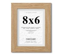 Fabian Clarke London® 8x6 Modern Oak Wooden Picture Photo Frame with White Mount to Hang Portrait or Landscape