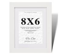 Fabian Clarke London® 8X6 Modern White Wooden Picture Photo Frame with White 7x5 Mount Includes Safety Glass Front Hang Portrait or Landscape