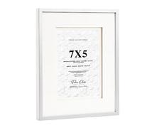 Fabian Clarke London® 8x6 White Wooden Picture Photo Frame with Off White Double Mount to Hang Portrait or Landscape For 8x6 Photo