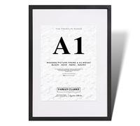 Fabian Clarke London® A1 Modern Black Wooden Picture Photo Frame with White A2 Mount to Hang Portrait or Landscape