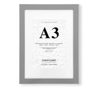 Fabian Clarke London® A3 Grey Picture Frame with White A4 Mount, Fits Noticeboard Poster, Photo, Print, or Certificate with Safety Glass Hang on Wall in Portrait or Landscape