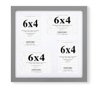 Fabian Clarke London® Grey 12x12” Square Picture Frame Multi Aperture with White Mount that Holds 4x 6x4” Photos Pictures Includes Glass Front