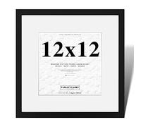 Fabian Clarke London® Modern Black Square 12x12 Picture Photo Frame with 8x8 White Mount Wood Moulding