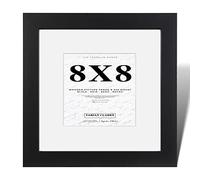 Fabian Clarke London® Modern Black Square 8x8 Picture Photo Frame with 5x5 White Mount Includes Glass Front Wall Hung or Freestanding