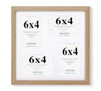 Fabian Clarke London Oak 12x12” Square Picture Frame Multi Aperture with White Mount that Holds 4x 6x4” Photos Pictures Includes Glass Front