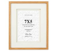 Fabian Clarke London® Oak Colour Wooden Picture Photo Frame with Off White Double Mount to Hang Portrait or Landscape (7x5)
