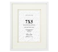 Fabian Clarke London® White Wooden Picture Photo Frame with Off White Double Mount to Hang Portrait or Landscape (7x5)