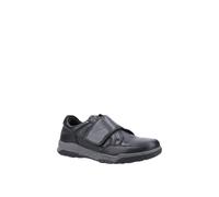 'Fabian' Smooth Leather Touch Fastening Shoes Hush Puppies Black 7