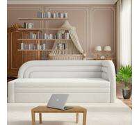 Fabillo Teen Bed With Storage 135X199 Cm Sleeping Area Right Side Configuration Cream