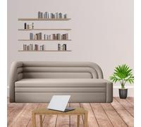 Fabillo Teen Boys And Girls Bed With Storage Sleeping Surface 135 X 199 Cm Beige Left