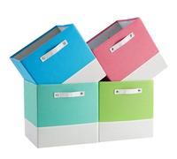 FABINADO Storage Boxes Fit KALLAX | 260g/㎡ Fabric Cubby Organizer Basket for Bookshelf, Closet, Wardrobe | Cube Unit Drawer Insert | 4 Pack, Macaron & White(Green/Pink/Blue/Cyan), 33x38x33cm
