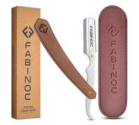 FABINOC® Cut Throat Razor Kit - Professional Barber Straight Razor with Wooden Handle - Single Edge Blade Shaving Razor for Moustache & Beard - Pouch Included - Blades NOT Included (Silver)