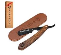 FABINOC® Cut Throat Razor Kit - Professional Barber Straight Razor with Wooden Handle - Single Edge Blade Shaving Razor for Moustache & Beard - Pouch Included - Blades NOT Included (BLACK)