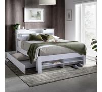 Fabio - King Size - Bookcase Bed - 2 Storage Drawers - White - Wood - 5ft - Happy Beds