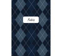 Fabio: Quaderno A5 con nome a righe di 1 cm, con decorazione a quadri (Quaderni con nome - Maschili)
