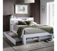Fabio White Wooden Storage Bed - White / 145.4cm / 56kg