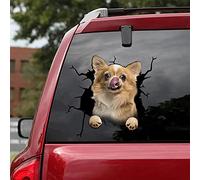 fabisup Chihuahua Crack Car Stickers, 3D Pet Stickers, Cute Appliques Funny Car Sticker for Car Window Bumper Fridge Toilet and All Smooth Surfaces