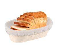 Fabixoin Bread Proofing Basket 10 Inch Large Proving Basket Natural Rattan Sourdough Proving Basket, Oval Sourdough Bread Proving Basket Bortfom Baking Tool Bowl With Cloth Liner