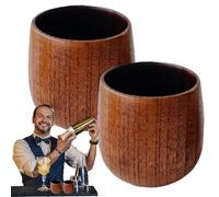 Fabixoin Charred Whiskey Wooden Cup, Wooden Whiskey Glass, Chinese Carbonized Jujube Wood Cups | Rustic Drinking Glass, Adorable, Classical Charred Oak Barrel Bourbons Drinking Glasses Vessel