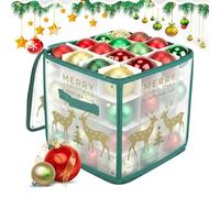 Fabixoin Christmas Ornament Storage Box,64-Grid Ball Decorations Organizer - Christmas Bauble Storage Bag with Dividers | for Home Apartment School Dormitory Hotel Farmhouse