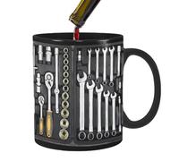 Fabixoin Mechanic Coffee Mug, Creative Mechanic Toolbox Set Mug, Ceramic Mug with Handle, Funny Black Ceramic Coffee Mug, Large Mechanic Toolbox Coffee Cup, Mechanic for Engineer