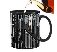 Fabixoin Mechanic Coffee Mug, Creative Mechanic Toolbox Set Mug, Ceramic Mug with Handle, Funny Black Ceramic Coffee Mug, Large Mechanic Toolbox Coffee Cup, Mechanic for Engineer