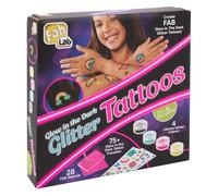 FabLab Glow in the Dark Glitter Tattoos | Create FAB Neon Kids Tattoos! | Includes 28 Stencils, 75+ Transfers & 4 Colours of Bio-Glitter | Girls Gifts for Ages 8+
