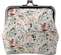 Fable Floral Med Women's Leather Coin Purse, Small Change Pouch with Kiss-Lock Clasp Closure Buckle Wallet for Girl Gift