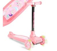 FableKids children's city scooter height-adjustable | foldable | LED wheels | pedal brake | for toddlers from 3 years | up to 50 kg loadable | kick scooter | pink