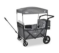 FableKids Follower Wagon Leo X4Plus with Roof | Foldable Transport Trolley | Loadable up to 20 kg per seat | 4X 5-point Belt | 360° Off Road Wheels | Foot Brake | Oxford 600D | Ventilation Grid