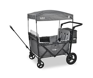 FableKids Follower Wagon Leo X4Plus with Roof | Foldable Transport Trolley | Loadable up to 20 kg per seat | 4X 5-point Belt | 360° Off Road Wheels | Foot Brake | Oxford 600D | Ventilation Grid