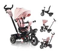 Fablekids Tricycle 5in1 Kids Tricycle Children Handlebar Bicycle Baby Stroller-Noemi-Pink