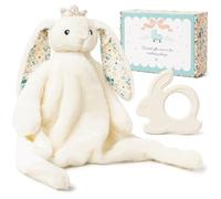 Fables & Stars Baby Gift Set Comforter Bunny Security Blanket with Silicone Teether Newborn Girl Boy Gifts for Baby Shower Birthdays Unisex Gifts