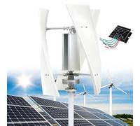 Fablestoryem 14000W Garden Vertical Wind Turbines Generator Kit, 12V/24V/48V/110V/220V Small Three-Phase AC Vertical Wind Turbine with MPPT Controller, for Industrial Energy Equipment,White-12V