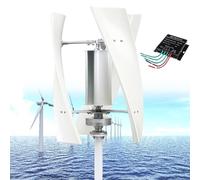 Fablestoryem 14000W Wind Turbine Generator,Vertical Wind Turbine, 3 Blades Low Noise 12V/24V/48V/110V/220V Generator Windmill Generate Turbin Complete Set for Family, with Controller,White-220V
