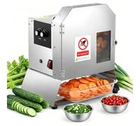 Fablestoryem 200W Commercial Electric Vegetable Slicer & Chopper, Automatic Conveyor Belt Fruit Cutter, 1.5-35 mm Adjustable Thickness, for Scallion, Cucumber, Tomatoes, Potatoes, Parsley, 400 Lb/H